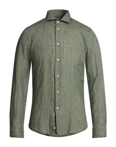 Brian Dales Man Shirt Military Green Size 15 ¾ Linen