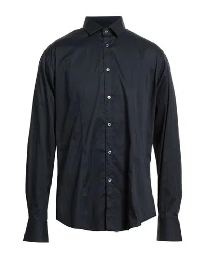 Brian Dales Man Shirt Navy Size 15 Cotton, Elastane In Blue