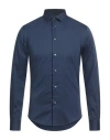 Brian Dales Man Shirt Navy Size 15 Cotton, Polyamide, Elastane In Blue