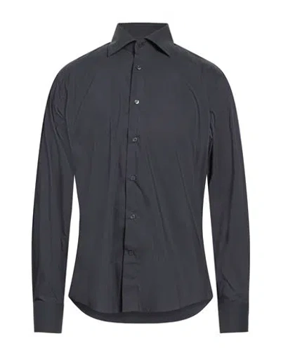 Brian Dales Man Shirt Navy Size 15 ¾ Cotton, Polyamide, Elastane In Black