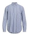 Brian Dales Man Shirt Navy Size 16 Cotton, Linen In Blue