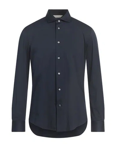 Brian Dales Man Shirt Navy Size 17 Polyamide, Elastane In Blue