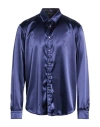 Brian Dales Man Shirt Navy Size 17 Polyester, Elastane In Blue