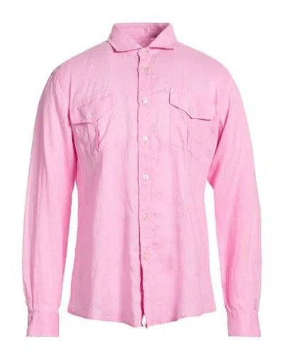 Brian Dales Man Shirt Pink Size 16 Linen