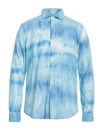 Brian Dales Man Shirt Sky Blue Size 16 ½ Linen, Cotton