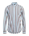 Brian Dales Man Shirt Sky Blue Size 16 Ramie In Multi