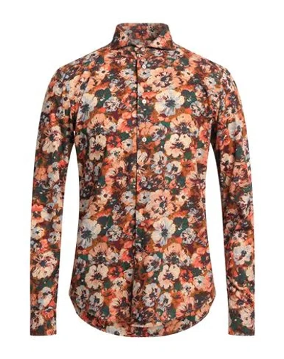 Brian Dales Man Shirt Tan Size 17 Cotton In Brown