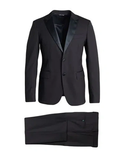 Brian Dales Man Suit Black Size 42 Polyester, Wool, Elastane In Blue