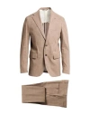 Brian Dales Man Suit Khaki Size 46 Linen, Viscose, Elastane In Brown