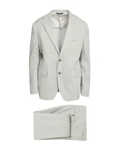 Brian Dales Man Suit Light Grey Size 48 Linen, Viscose, Elastane In Gray
