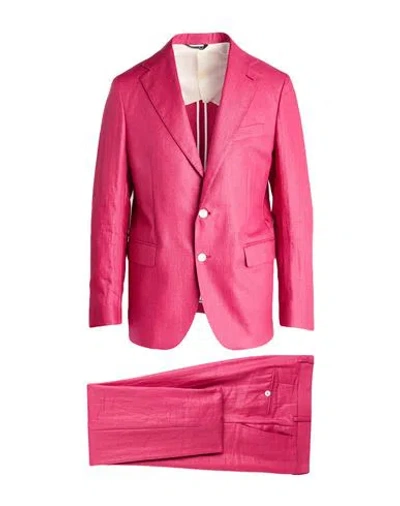 Brian Dales Man Suit Magenta Size 40 Linen, Polyamide