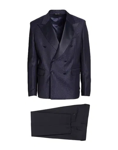 Brian Dales Man Suit Navy Size 42 Wool, Elastane In Blue