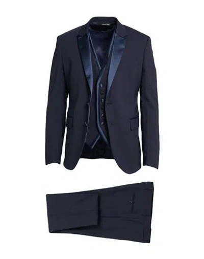 Brian Dales Man Suit Navy Size 44 Wool, Polyester, Elastane In Blue