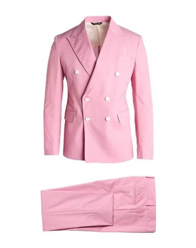 Brian Dales Man Suit Pink Size 42 Cotton, Polyamide, Elastane