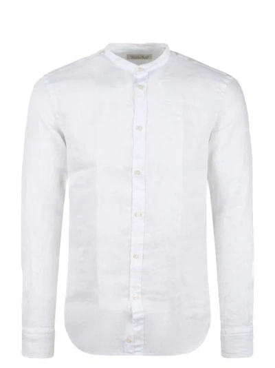 Brian Dales Mandarin Collar Linen Shirt In White