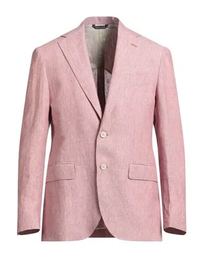 Brian Dales Natural Low Impact Man Blazer Pink Size 38 Linen