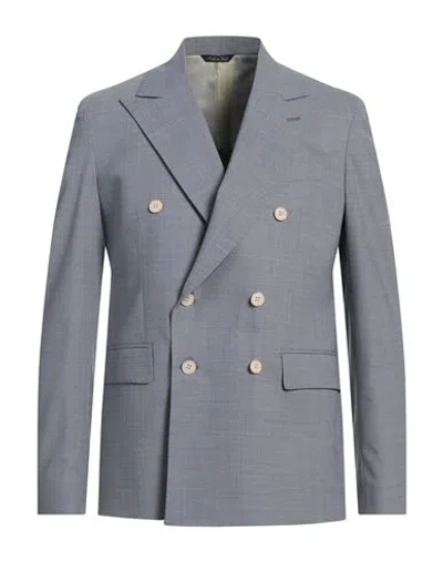 Brian Dales Natural Low Impact Man Blazer Slate Blue Size 40 Polyester, Wool, Elastane
