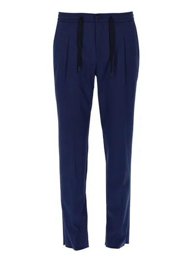 Brian Dales Pantalone In Misto Lana Con Coulisse In Blue
