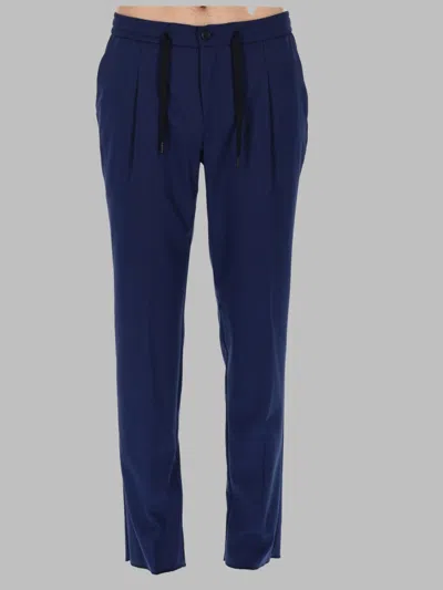 Brian Dales Classic Wool Trousers With Drawstring Waist In Blue