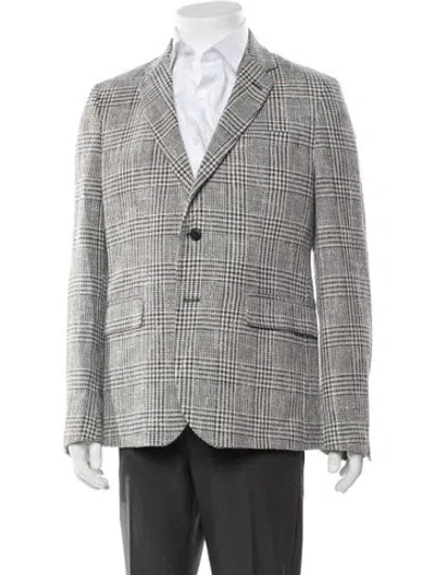Pre-owned Brian Dales Plaid Print Blazer In Black