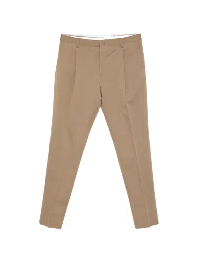 Brian Dales Pleated Belt-loop Trousers In Brown
