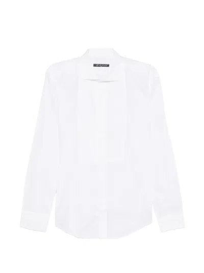 Brian Dales Pleated Bib-front Shirt In White