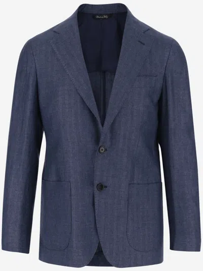 Brian Dales Royal Blue Single-breasted Linen Blazer
