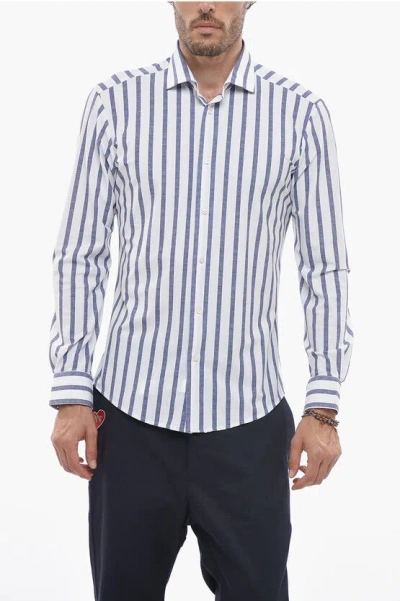 Brian Dales Spread Collar Awning Striped Shirt In White