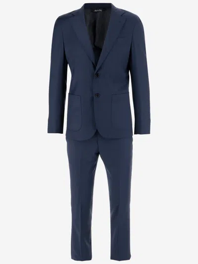 Brian Dales Stretch Wool Canvas Dress In Blue