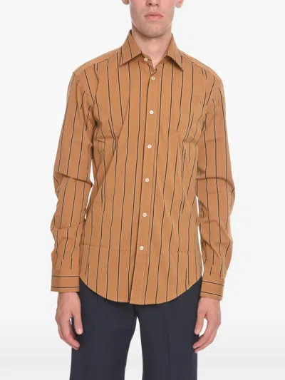 Brian Dales Striped Shirt In Brown