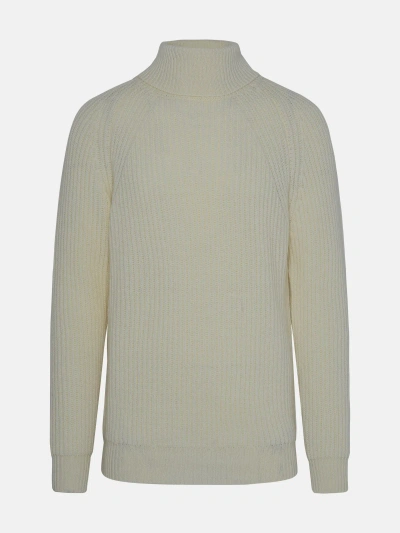 Brian Dales White Wool Turtleneck Sweater