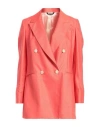 Brian Dales Woman Blazer Coral Size 10 Linen, Polyamide In Red