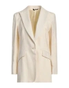 Brian Dales Woman Blazer Cream Size 12 Linen, Polyamide In White