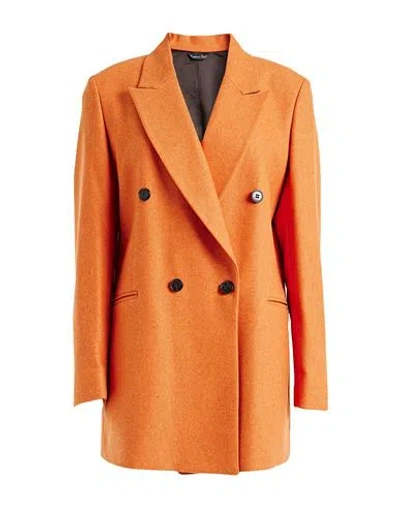 Brian Dales Woman Blazer Orange Size 10 Wool, Polyamide, Elastane