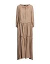 Brian Dales Woman Maxi Dress Sand Size 6 Linen In Beige