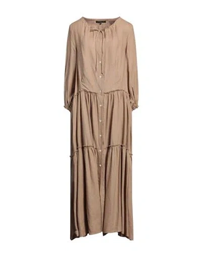 Brian Dales Woman Maxi Dress Sand Size 6 Linen In Beige