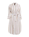 Brian Dales Woman Midi Dress Khaki Size 10 Cotton In Pattern