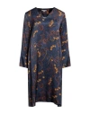 Brian Dales Woman Midi Dress Midnight Blue Size 14 Viscose In Blue