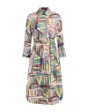 Brian Dales Woman Midi Dress White Size 6 Cotton In Multi