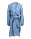Brian Dales Woman Mini Dress Blue Size 8 Linen In Blue
