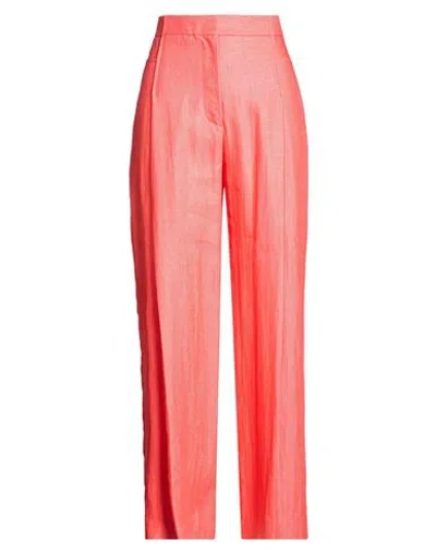 Brian Dales Woman Pants Coral Size 10 Linen, Polyamide In Red