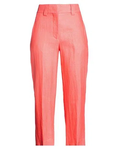 Brian Dales Woman Pants Coral Size 10 Linen, Polyamide In Red