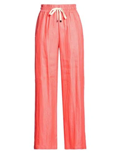 Brian Dales Woman Pants Coral Size 6 Linen, Polyamide In Pink
