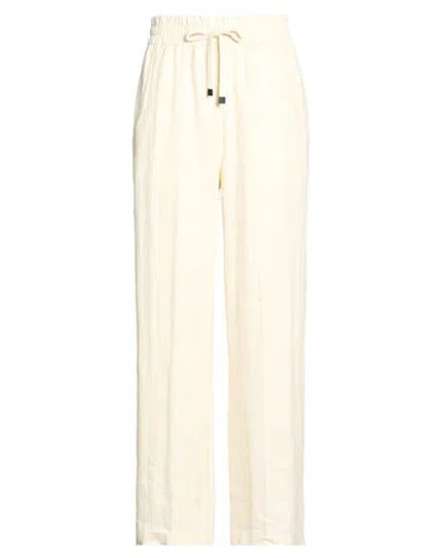 Brian Dales Woman Pants Ivory Size 12 Linen, Polyamide In White