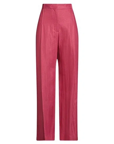 Brian Dales Woman Pants Magenta Size 10 Linen, Polyamide In Red