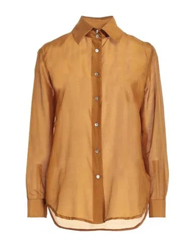 Brian Dales Woman Shirt Camel Size 10 Cotton, Silk In Beige
