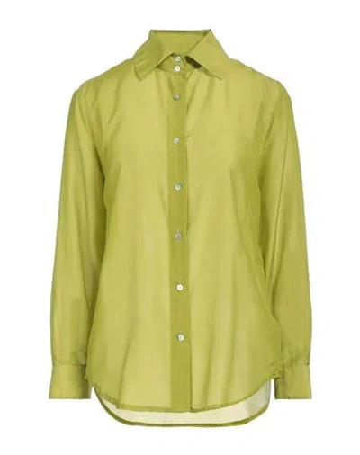 Brian Dales Woman Shirt Lime Green Size 10 Cotton, Silk