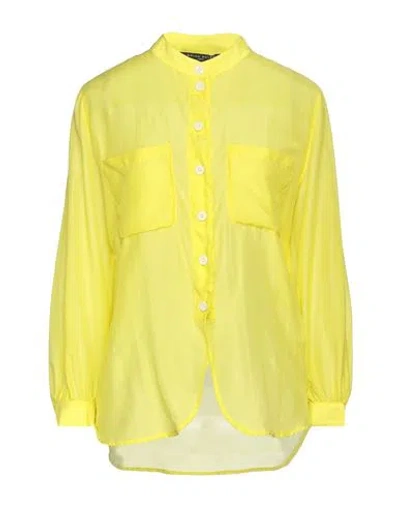 Brian Dales Woman Shirt Yellow Size 6 Cotton, Silk