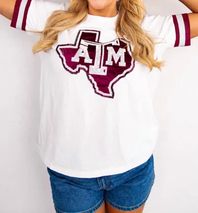 Brianna Cannon Atm College Shirt In White/burgundy In Black