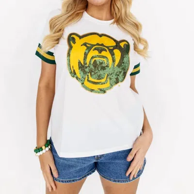 Brianna Cannon Baylor College Shirt In White/ Green/ Gold In Multi